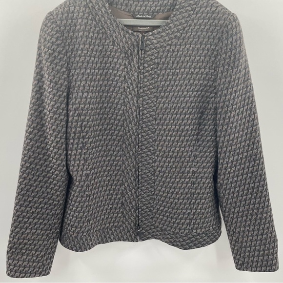 Santorelli 100% Wool Made in Italy Lined Long Sleeve Two Zipper Blazer Jacket - Picture 2 of 11